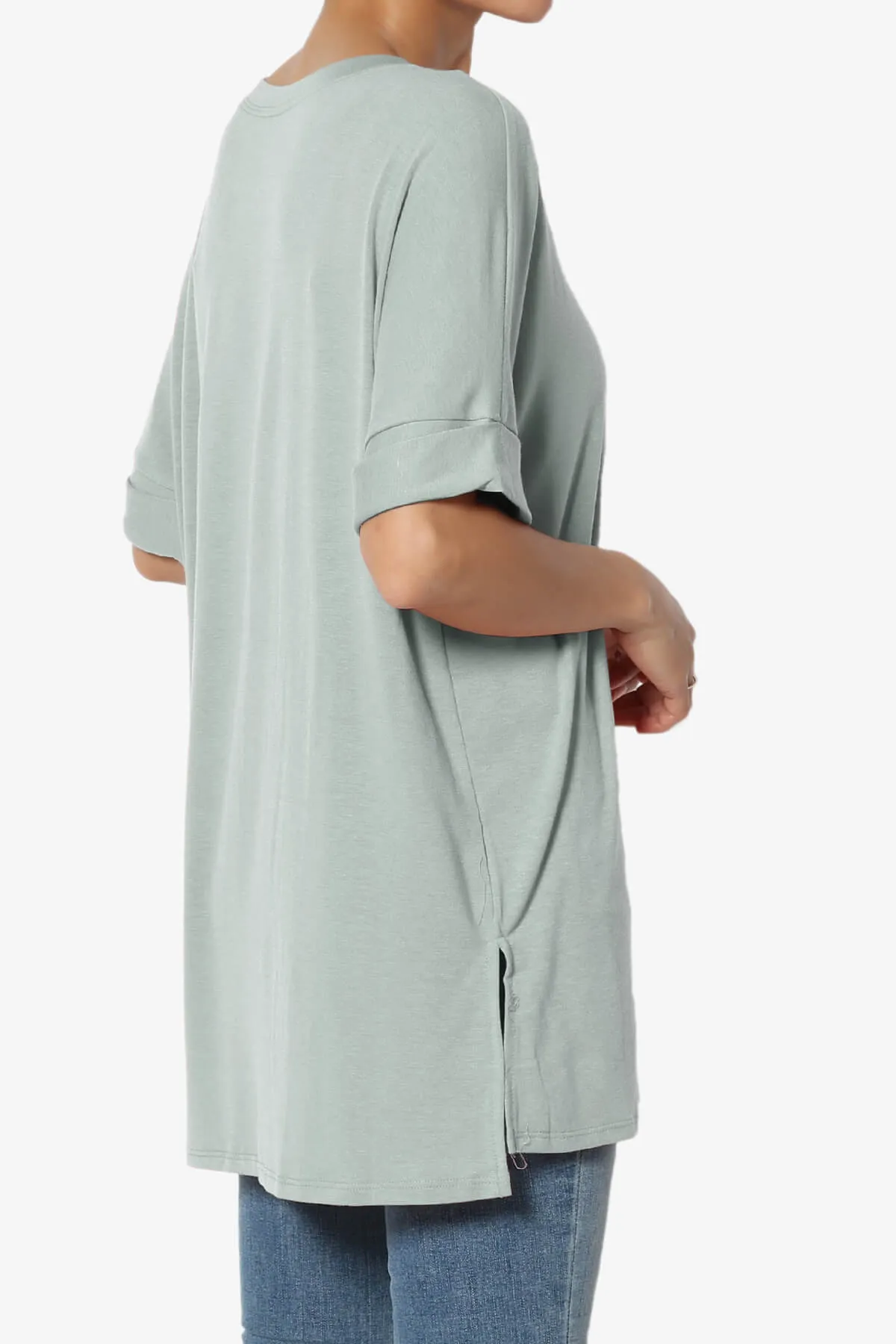 Onella Round Neck Rolled Short Sleeve Top MORE COLORS