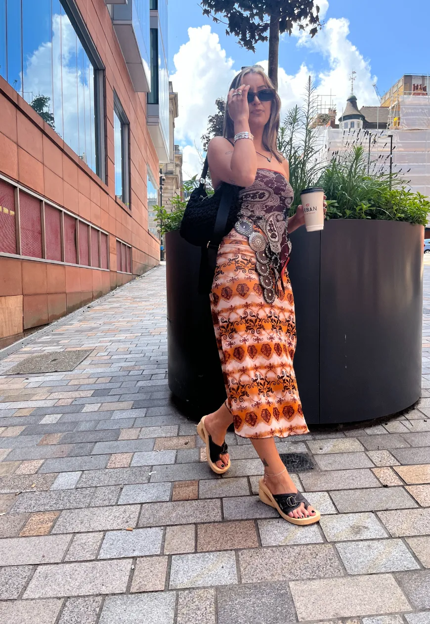 ORANGE GRUNGE FULL LINED MESH SKIRT