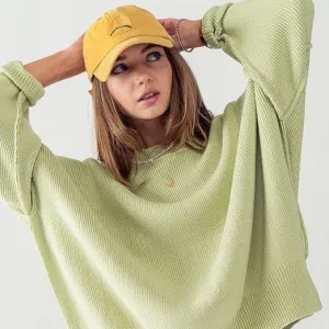 Oversized Side Slit  Cozy Sweater