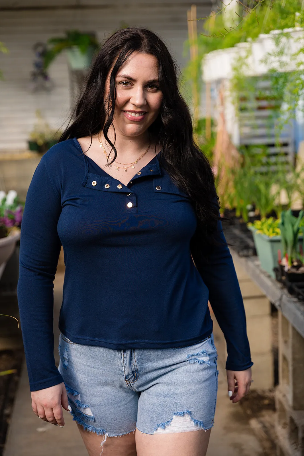 Penny Long Sleeve Snap Front Top