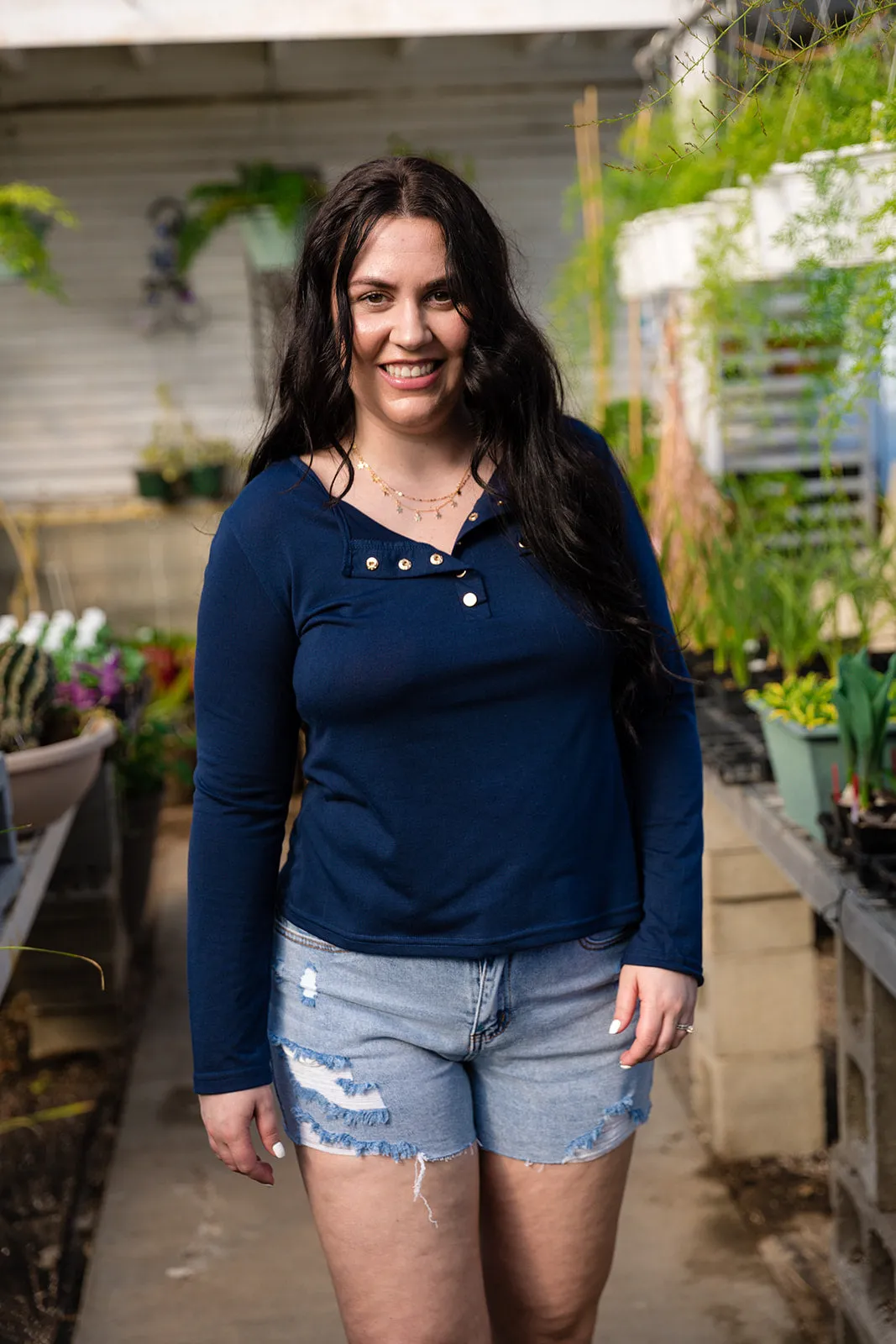 Penny Long Sleeve Snap Front Top