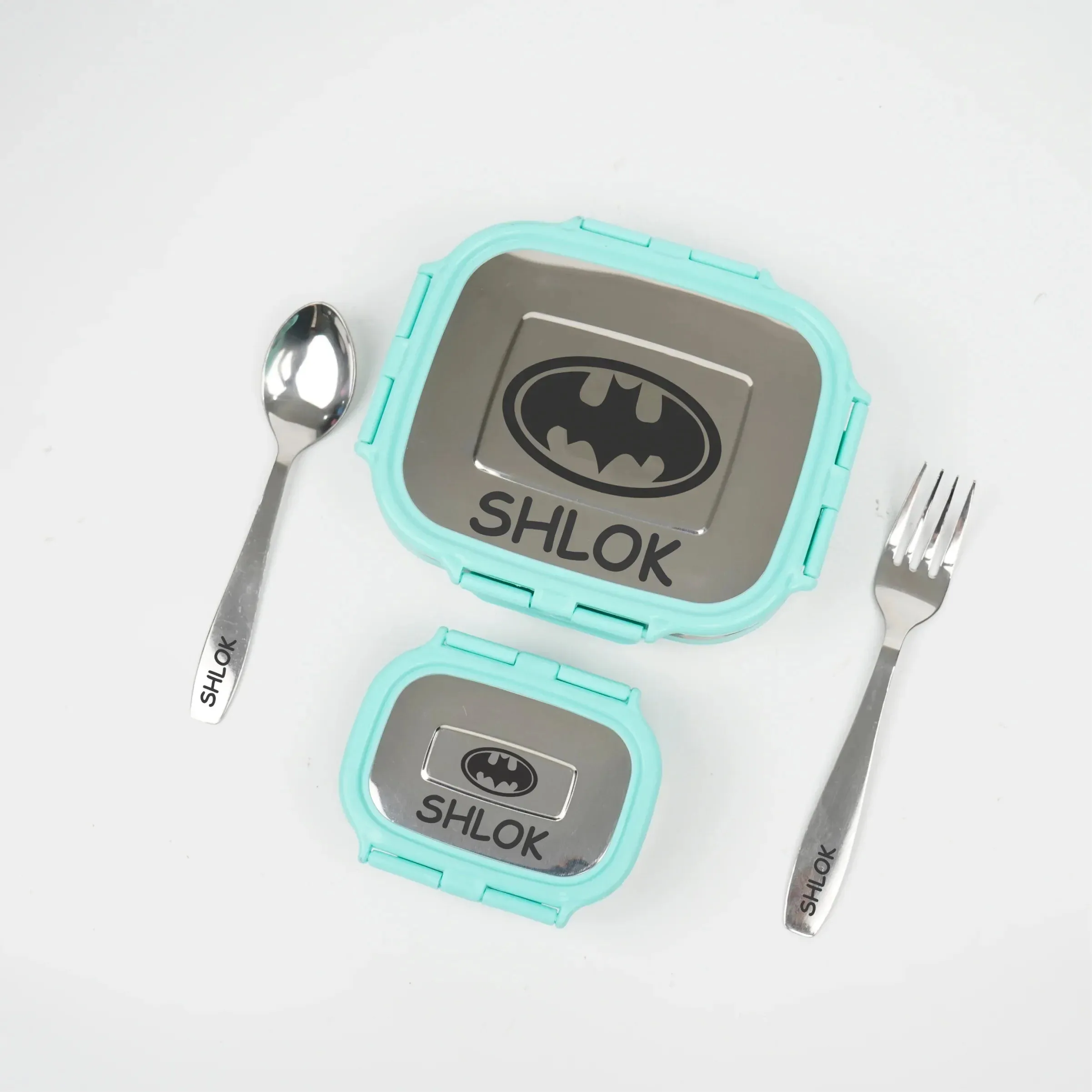 Personalised Engraved Tiffin Box Set (2pcs) - Large - Light Green