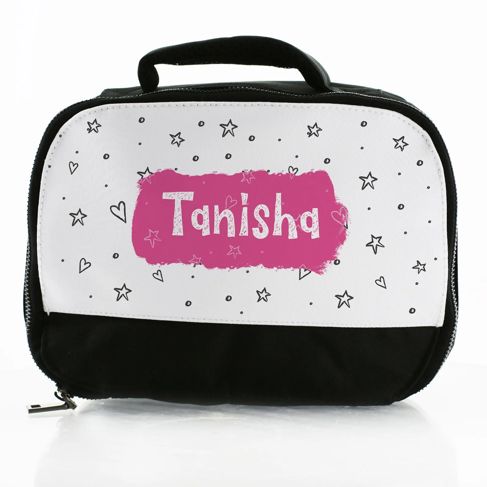 Personalised Lunch Bag with Hearts & Stars & Name