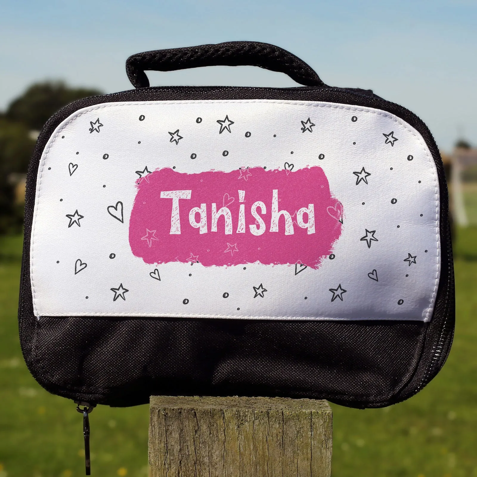 Personalised Lunch Bag with Hearts & Stars & Name