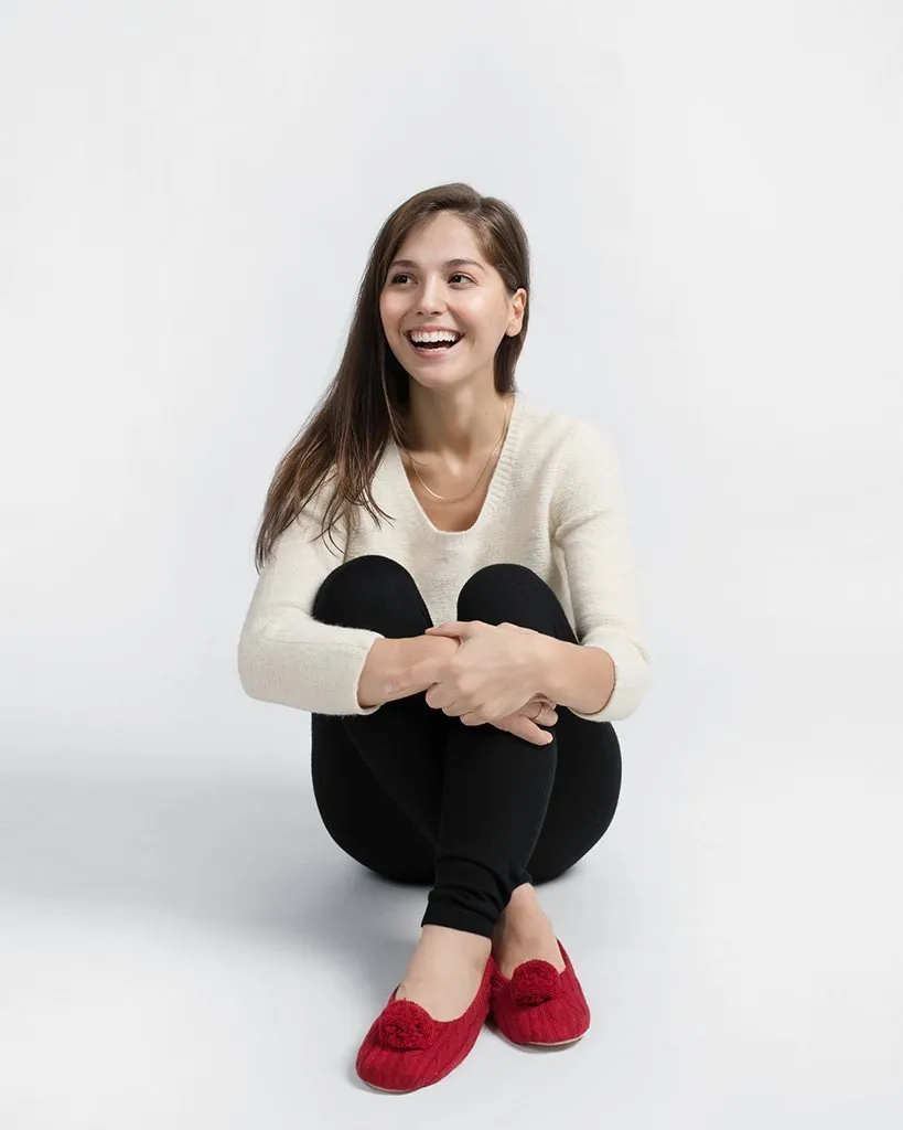 Pom Pom Cashmere Slippers