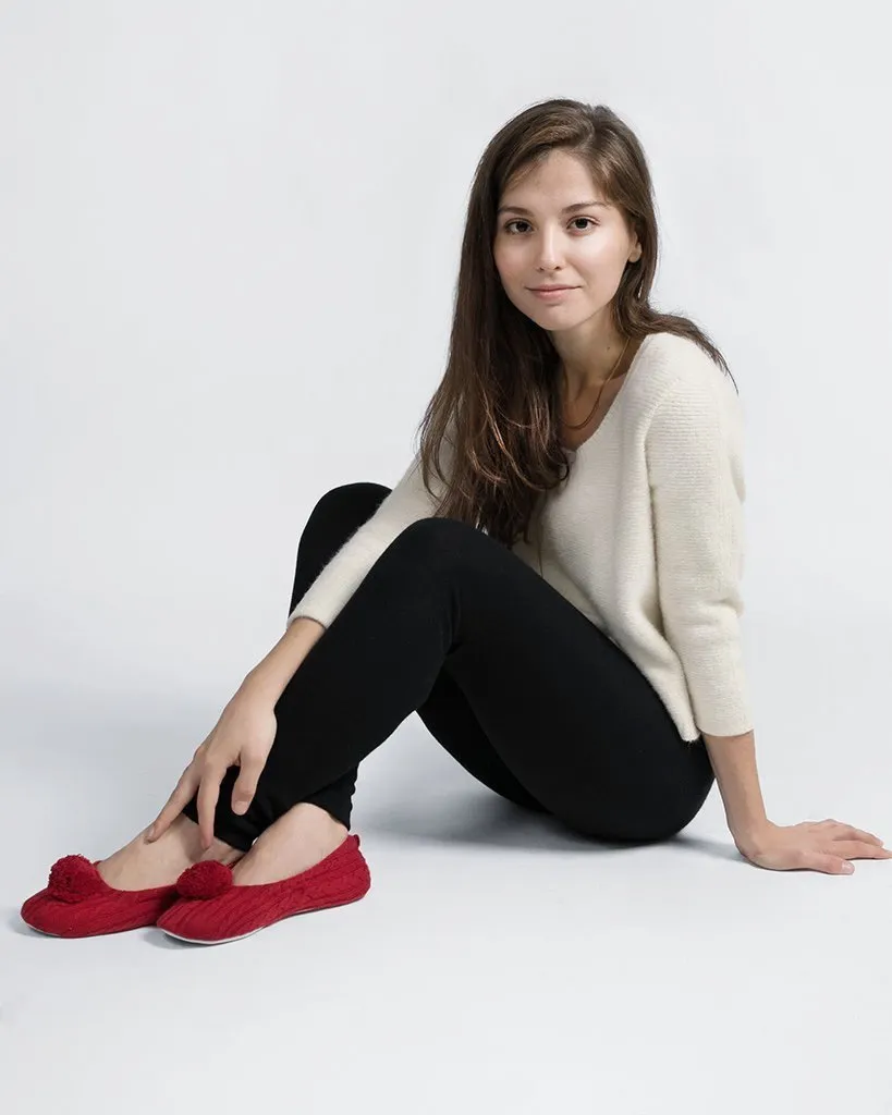 Pom Pom Cashmere Slippers