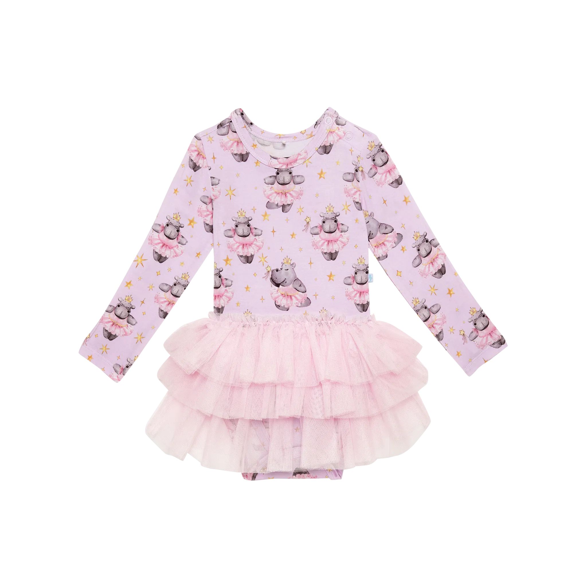 Posh Peanut Long Sleeve Girls Tulle Skirt Bodysuit Dress in Philomena