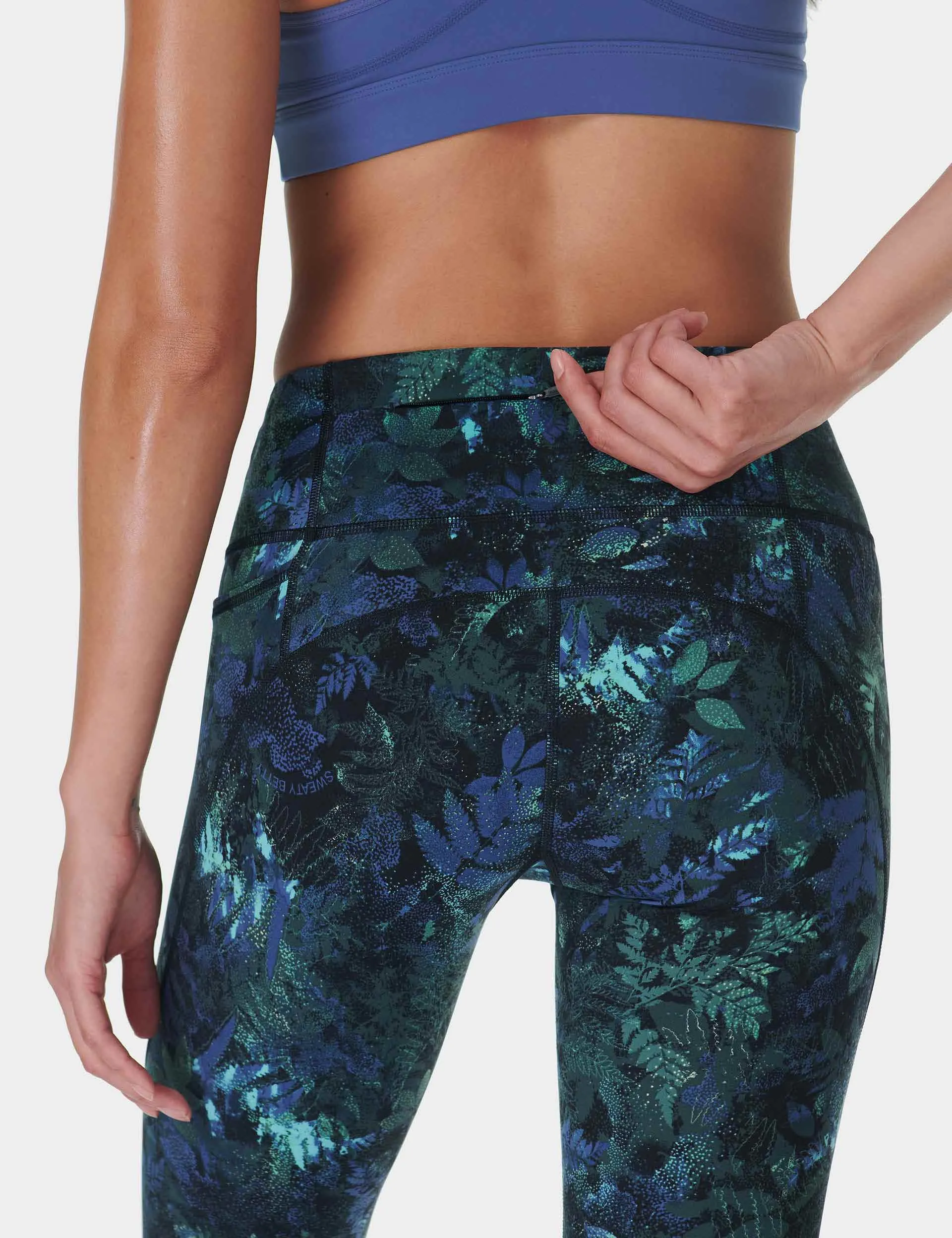 Power 7/8 Gym Leggings - Green Forest Print