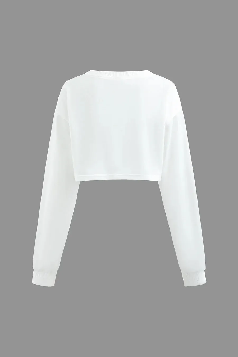 "Graphic" Long Sleeve Crop Top