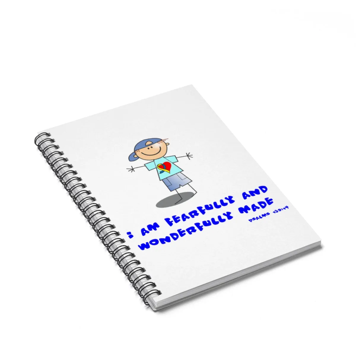 "Wonderfully Made" Down Syndrome Boy Spiral Notebook - Ruled Line