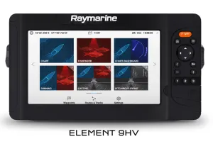 Raymarine Element 9HV GPS Chartplotter Sonar Sounder Fisherfinder Unit with HV100 Transducer and Navionics - E70534-05-AUS