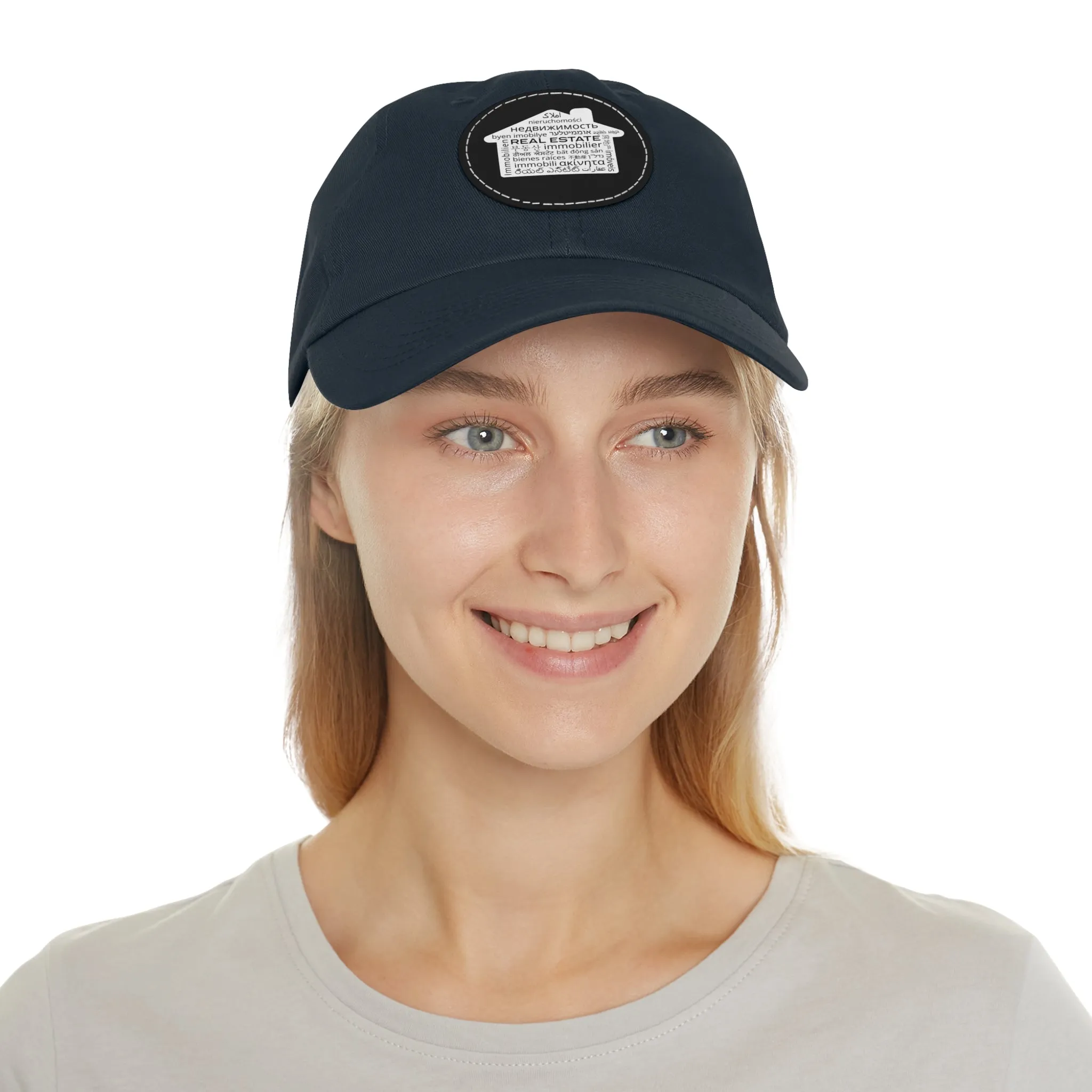 Real Estate Translated Dad Hat with Leather Patch (Round)