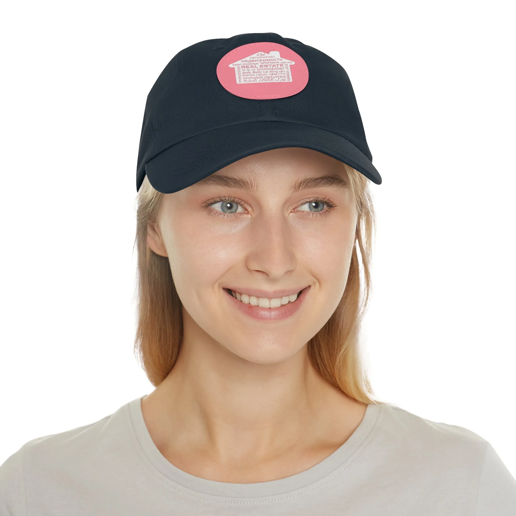 Real Estate Translated Dad Hat with Leather Patch (Round)