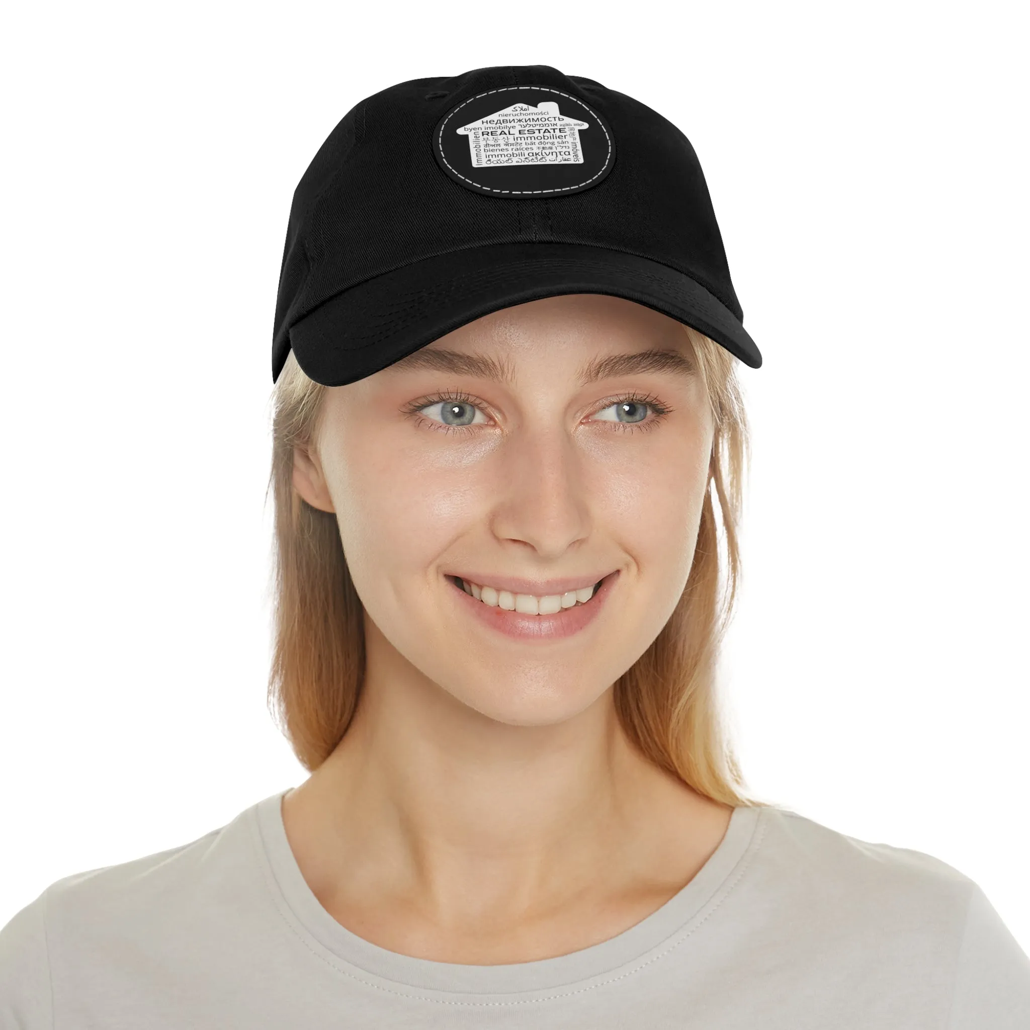 Real Estate Translated Dad Hat with Leather Patch (Round)