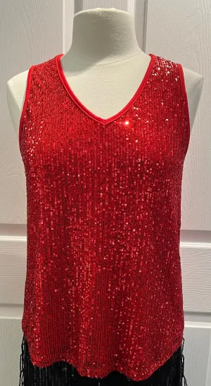 Red Sequin Tank Top