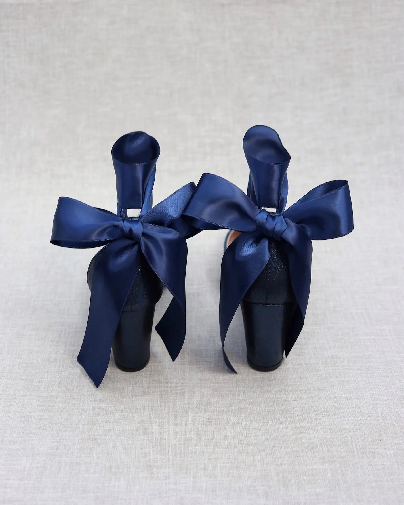 Rock Glitter Block Heel with Wrapped Satin Tie
