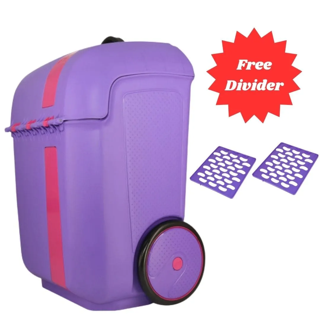 Rolo Xl School Trolley Bag   Free Dividers Purple & Pink