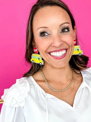 School Bus Beaded Earring