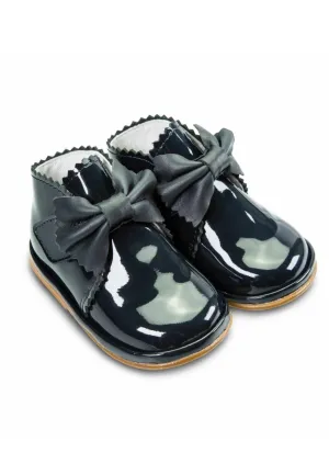 Sharon Navy Patent Boots