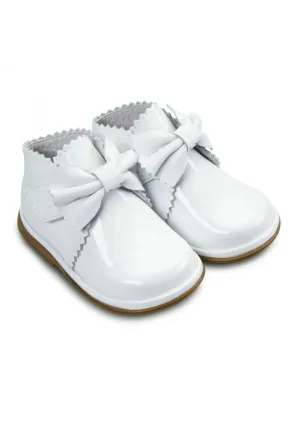 Sharon White Patent Boots
