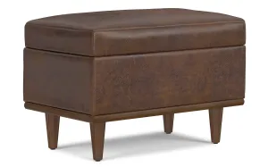 Shiloh Small Storage Ottoman  in Distressed Vegan Leather
