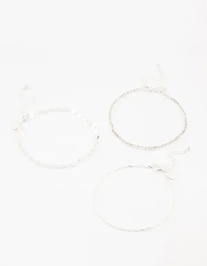 Silver Disc & Cupchain Anklets 3-Pack