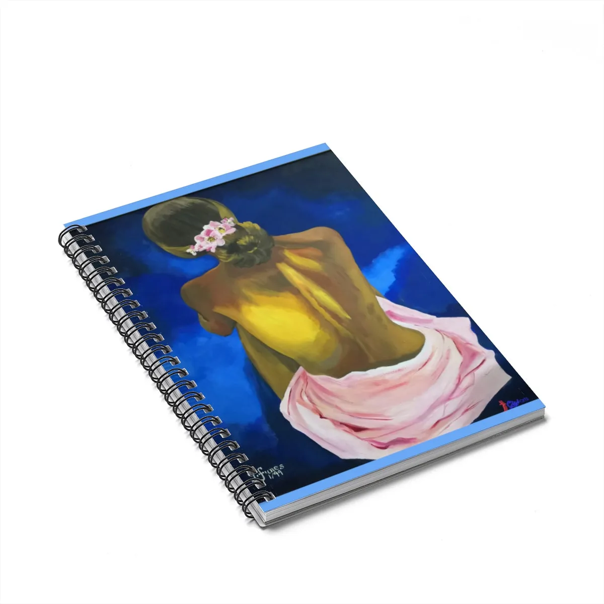Sitting woman by Gina Spiral Notebook - Ruled Line