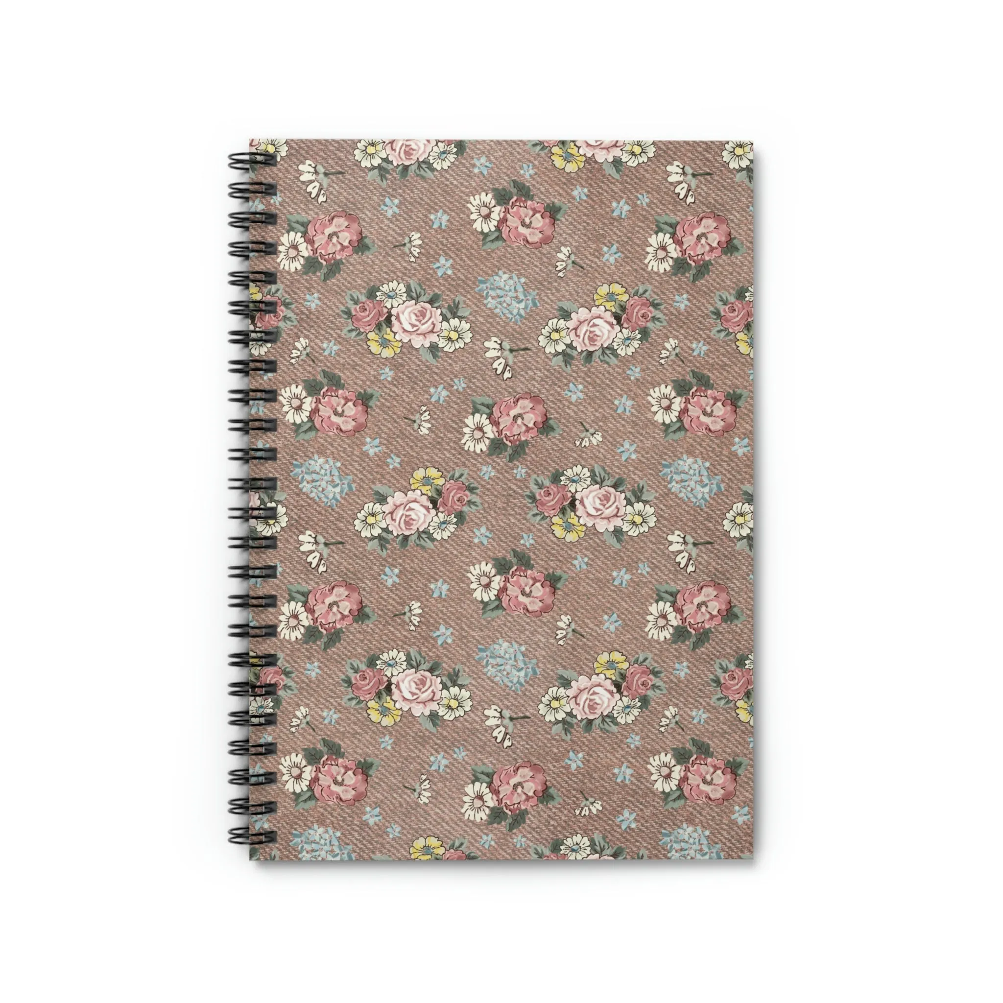 Spiral Notebook - Ruled Line / Burlap floral