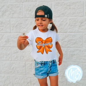 Spirit Bow Orange and Blue Tigers Tee