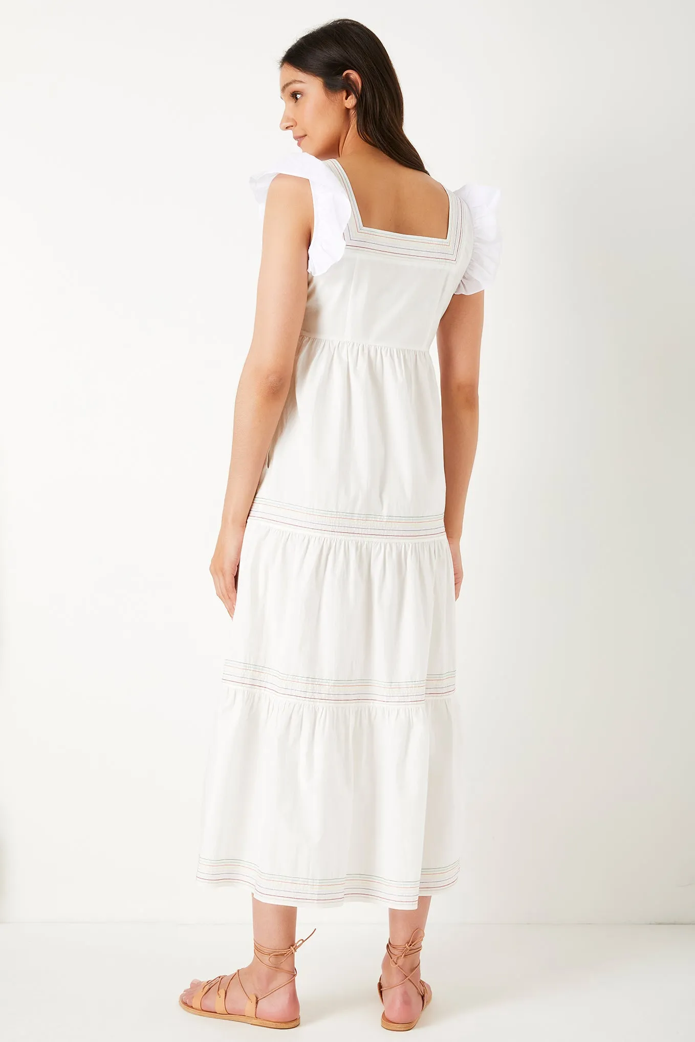 Tess Tiered Cotton Sundress - White