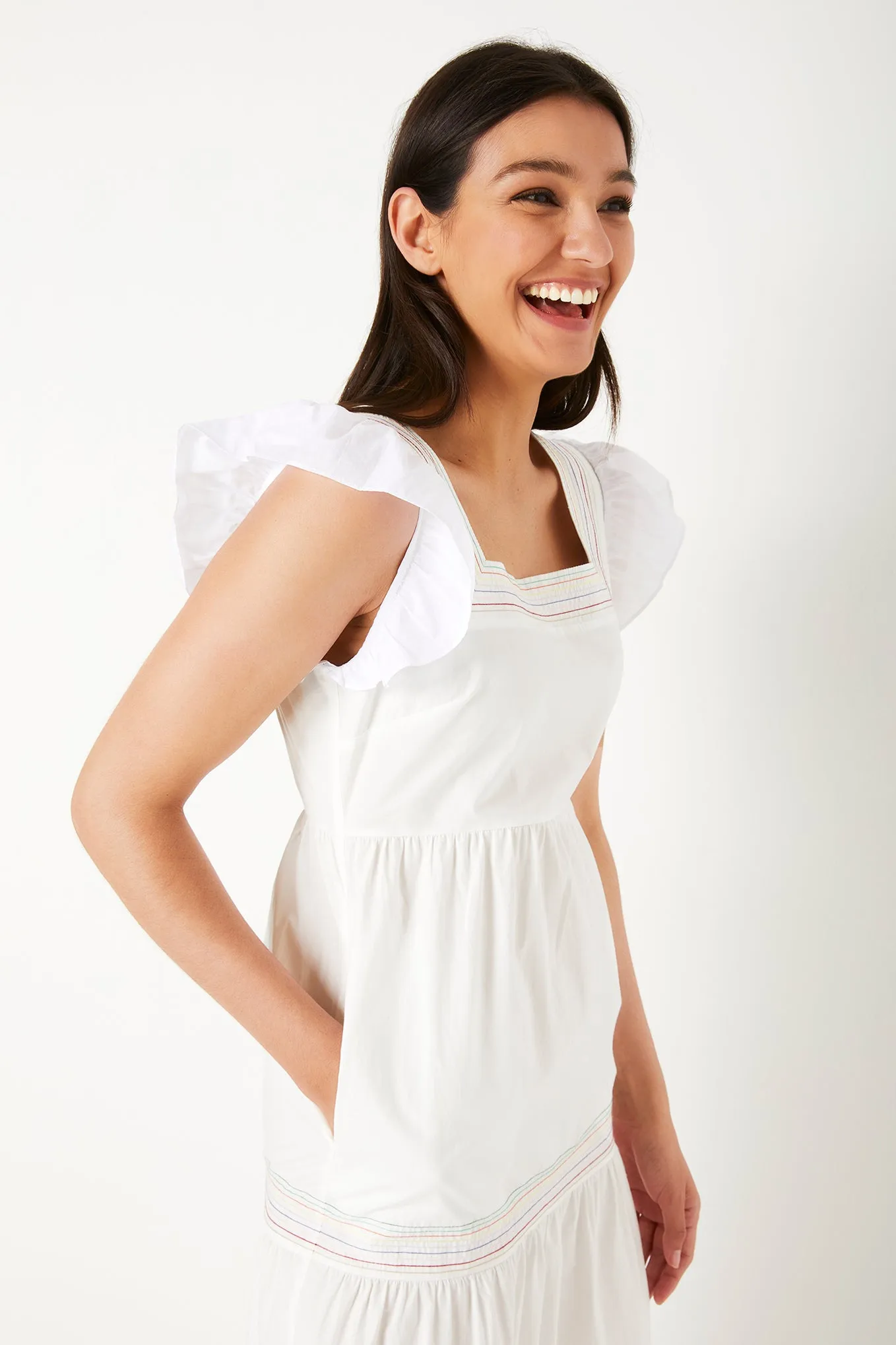 Tess Tiered Cotton Sundress - White