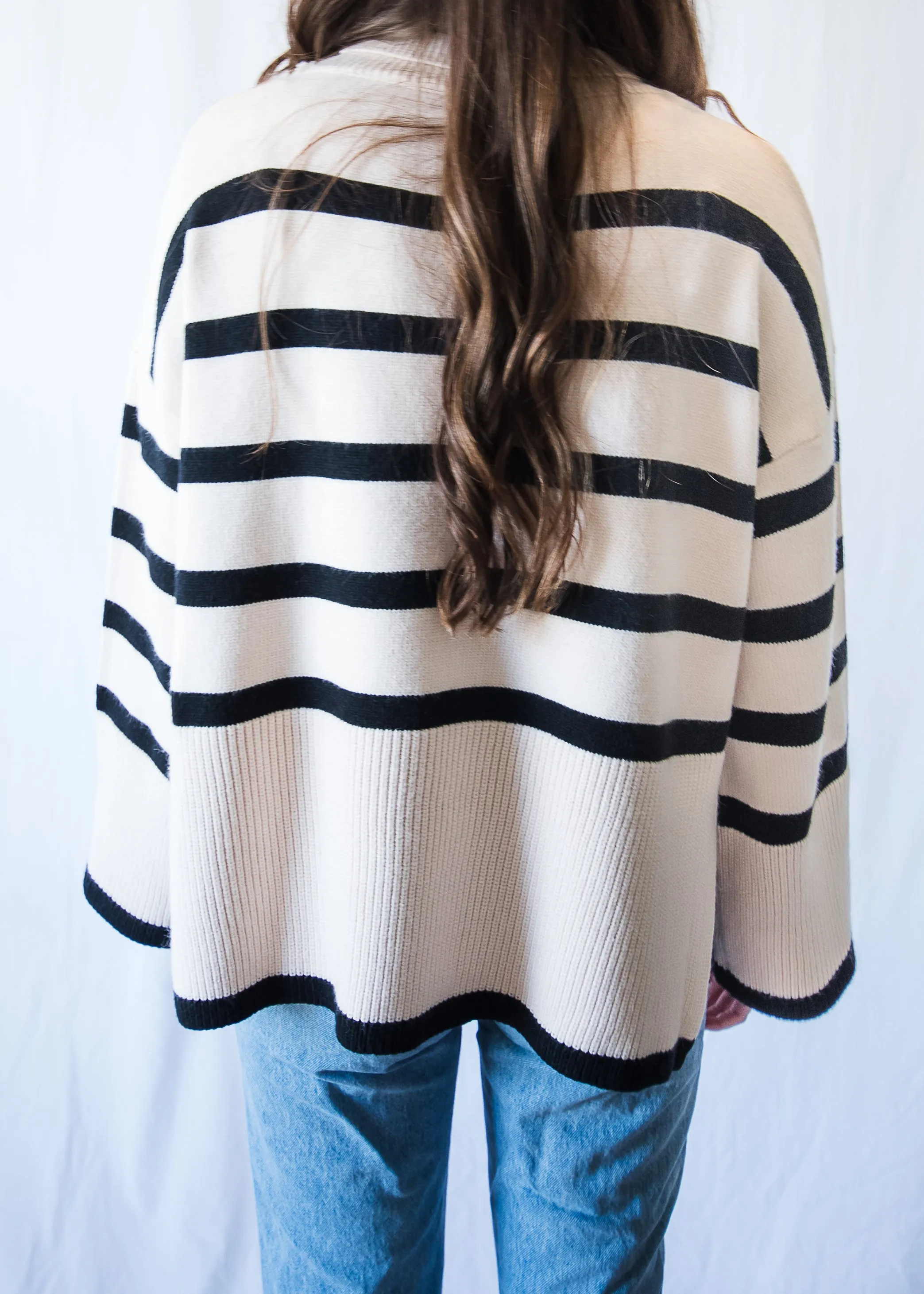 The Britton Striped Turtleneck- Natural
