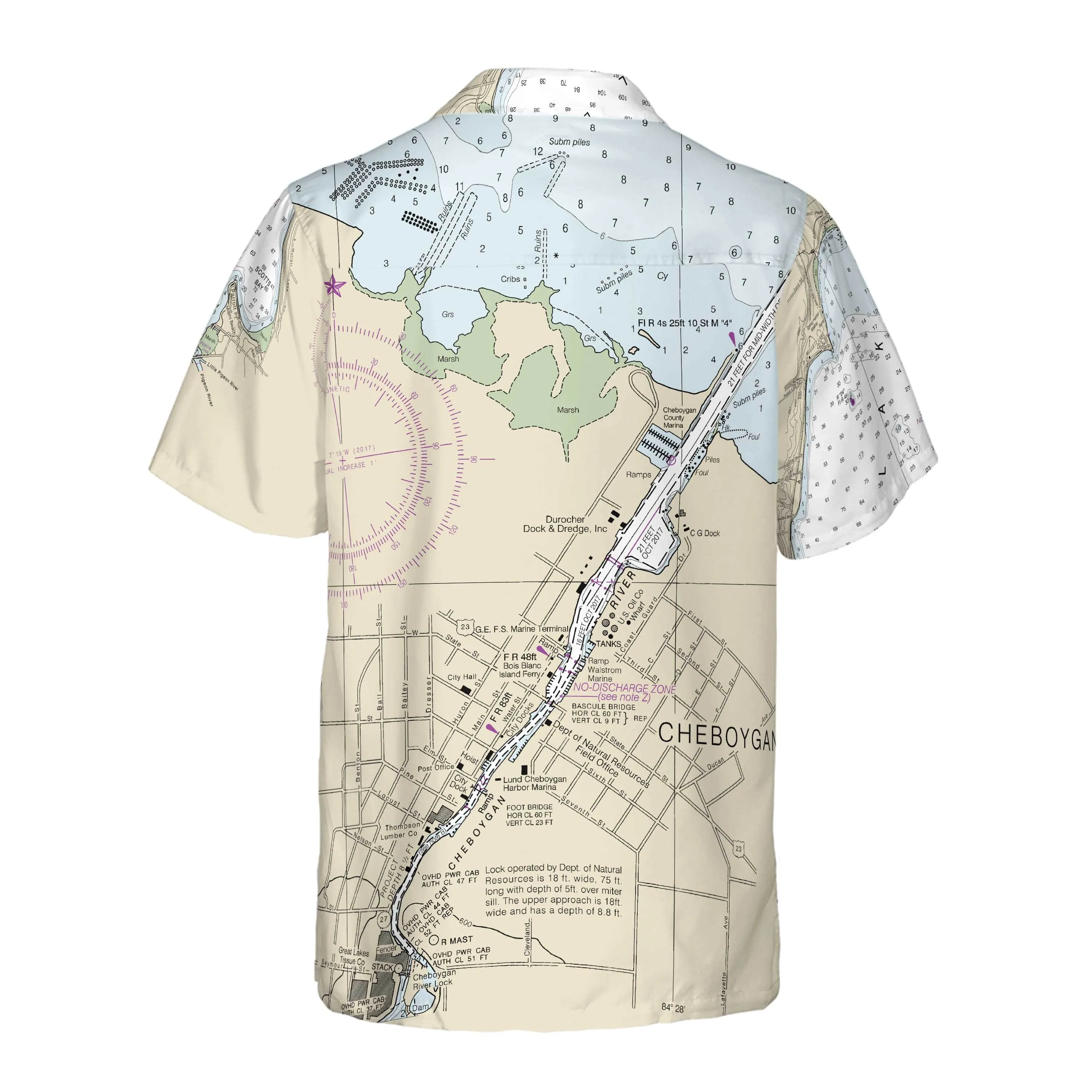 The Cheboygan and Mullet Lake Coconut Button Camp Shirt