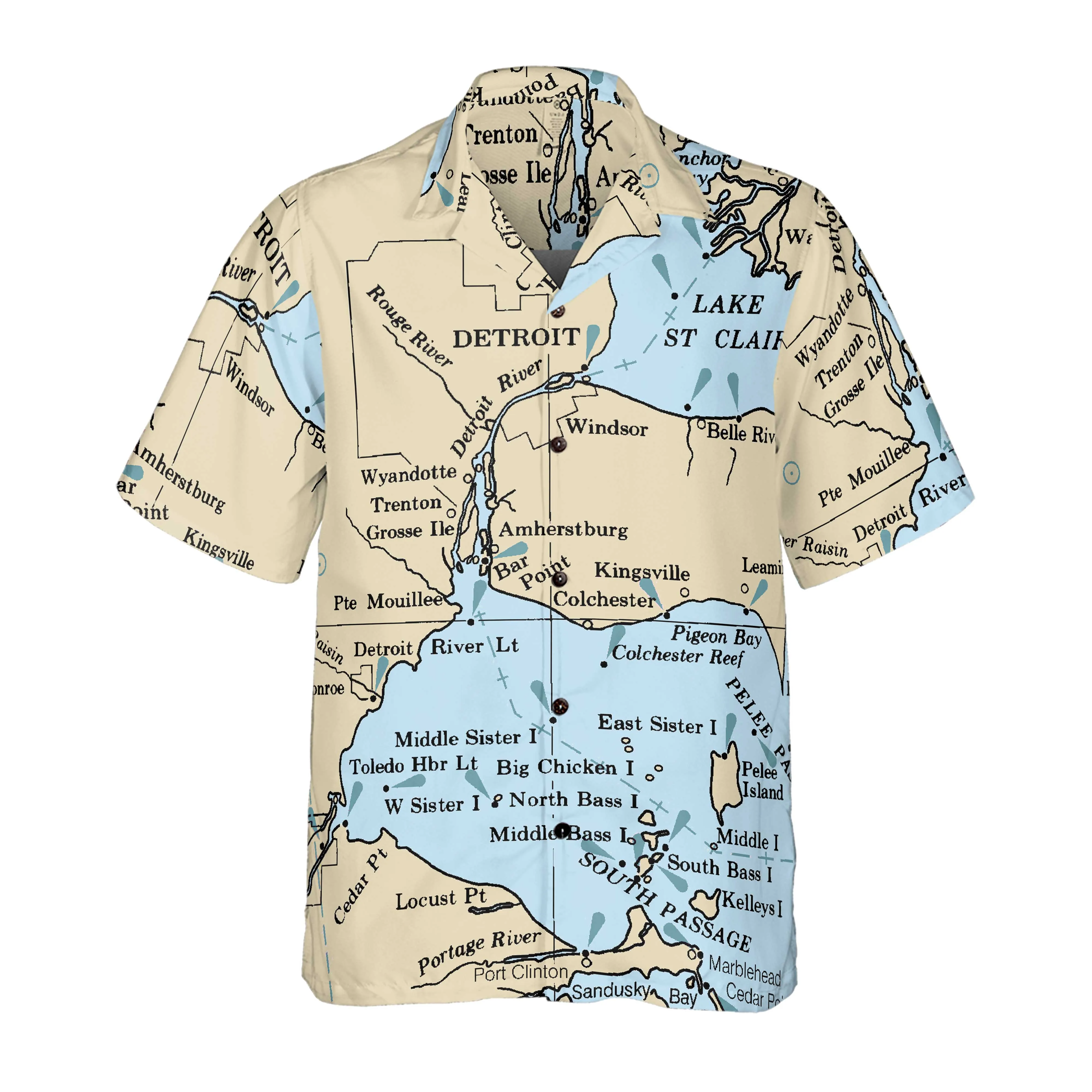 The Detroit River Coconut Button Camp Shirt