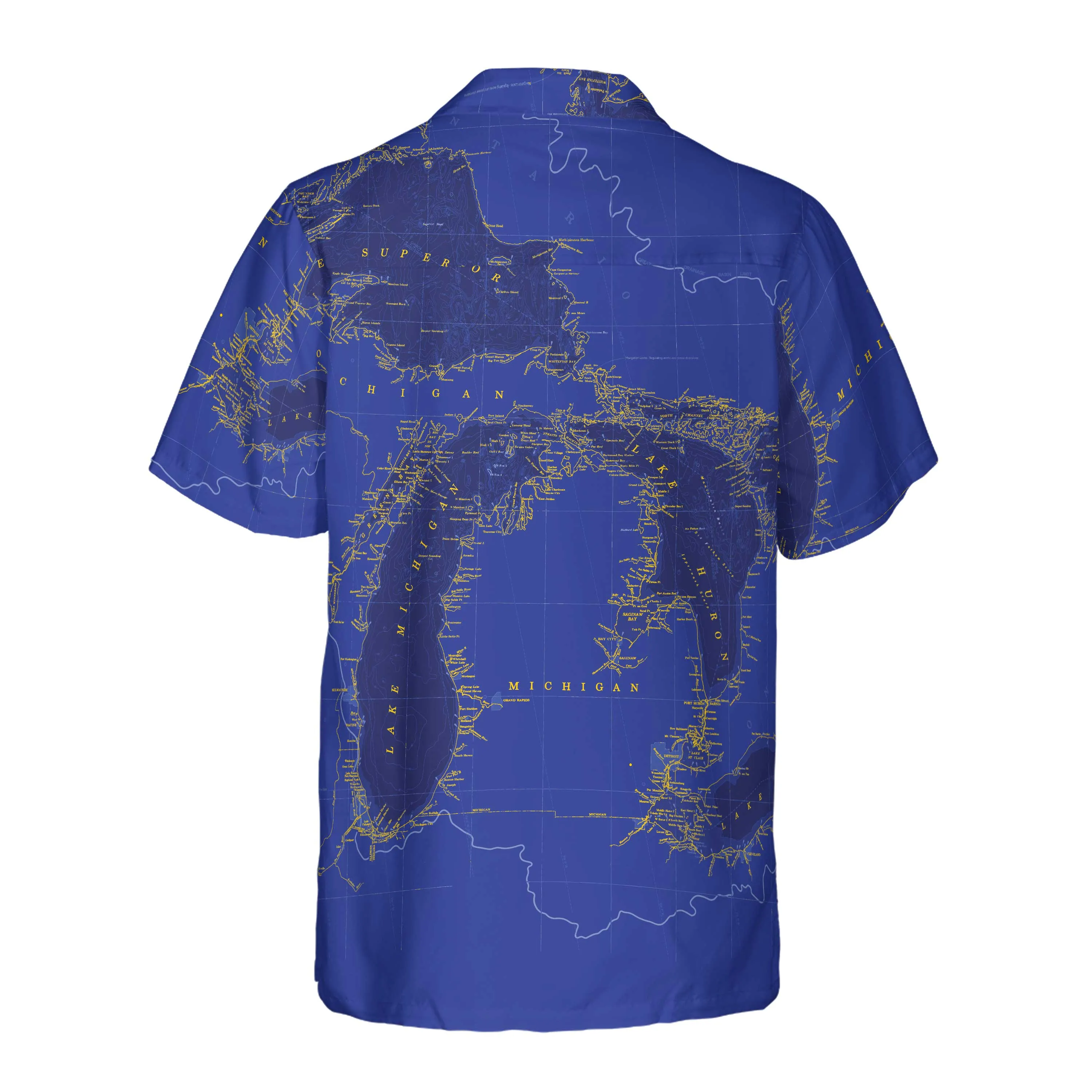 The Great Lakes Blue Marine Coconut Button Camp Shirt