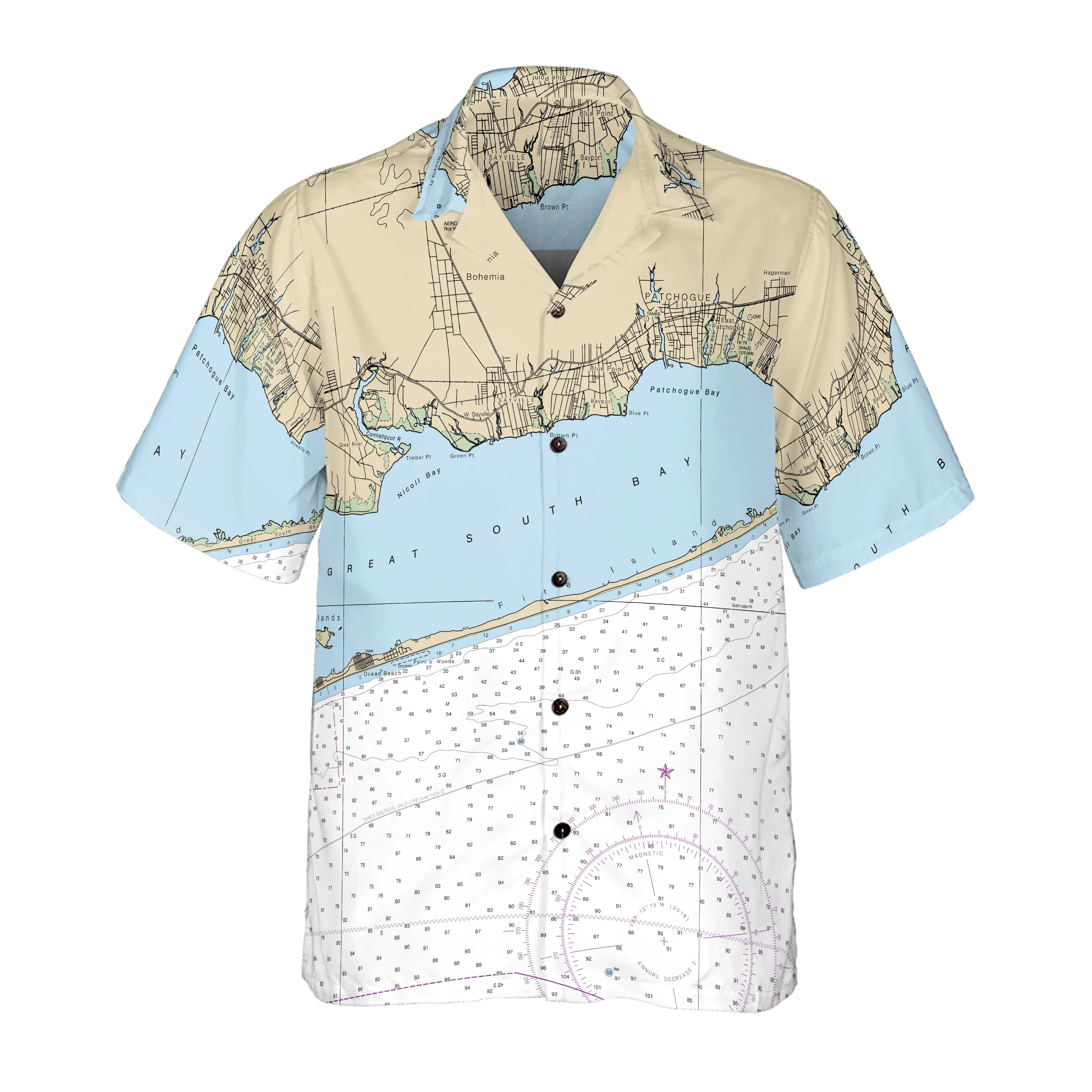The Great South Bay Coconut Button Camp Shirt