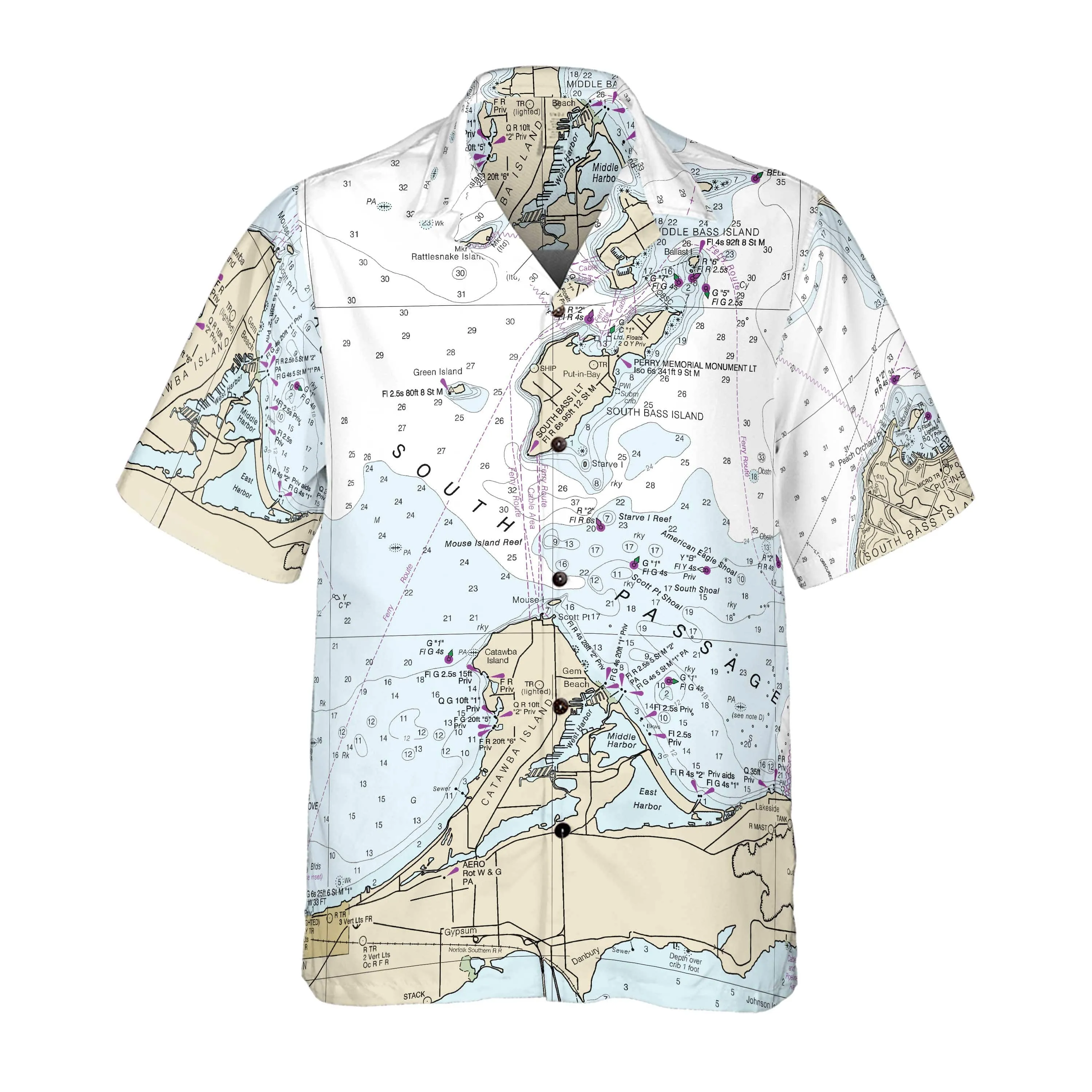 The Lake Erie Islands Mariner Coconut Button Camp Shirt