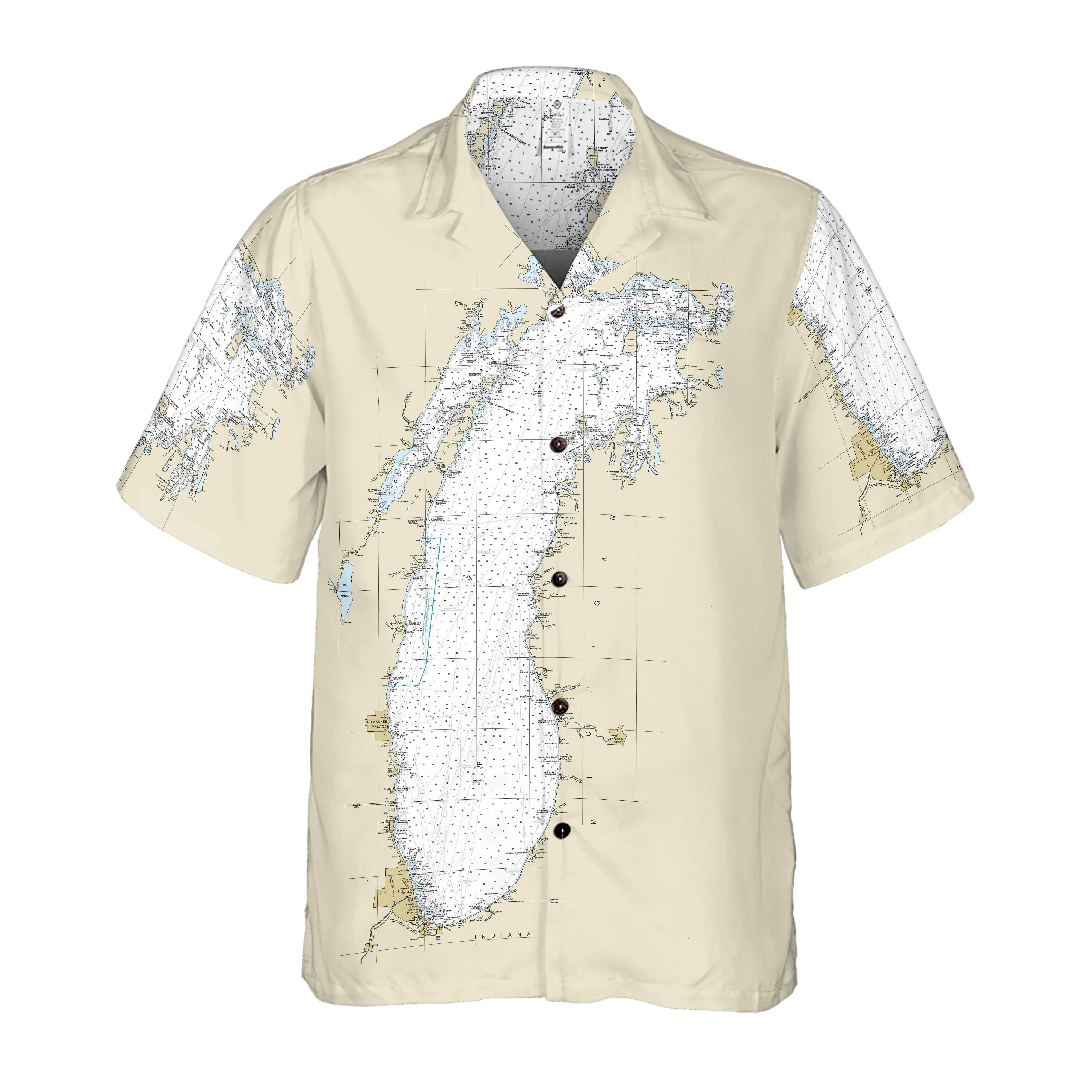 The Lake Michigan Navigator Coconut Button Camp Shirt