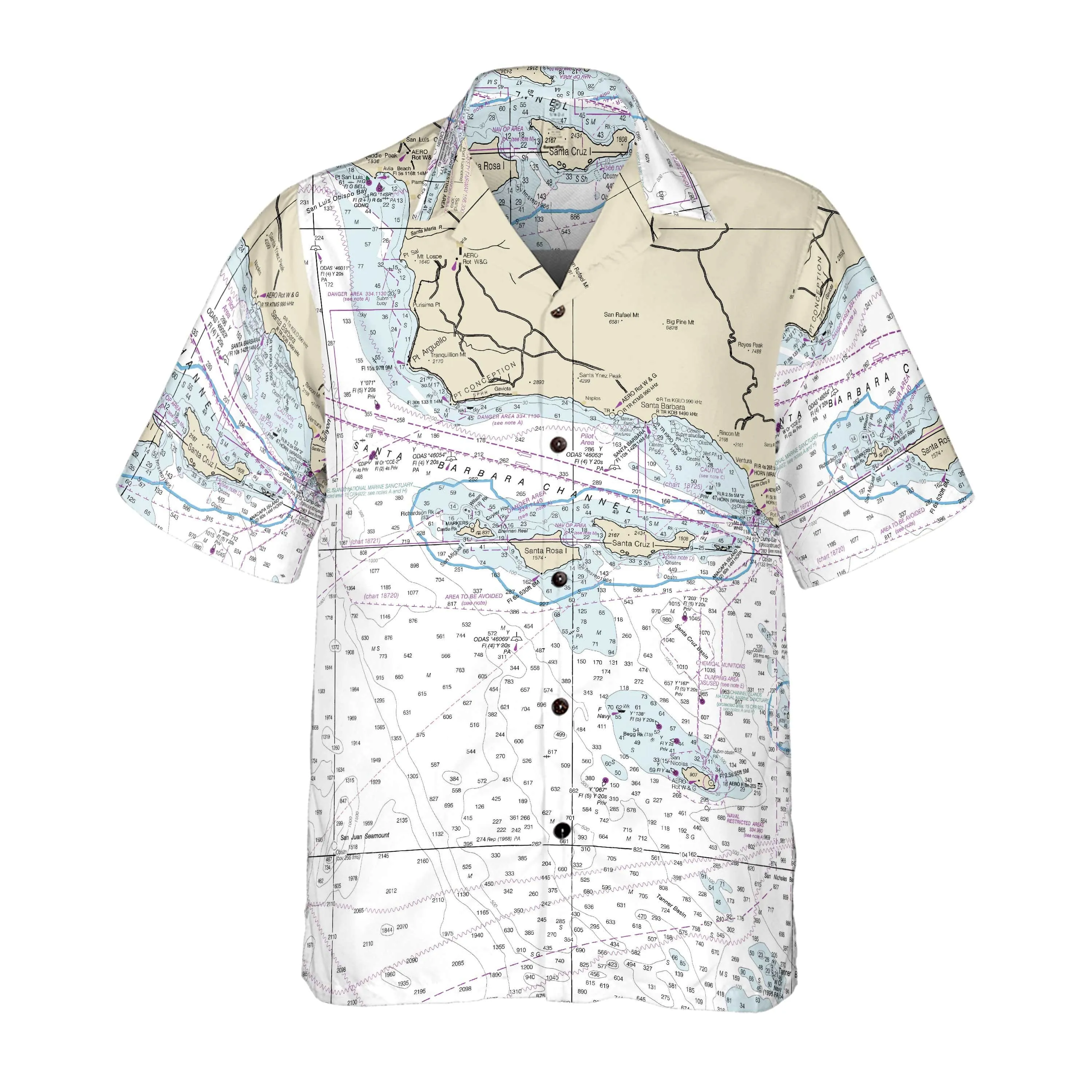 The Santa Cruz to Point Conception Navigator Coconut Button Camp Shirt