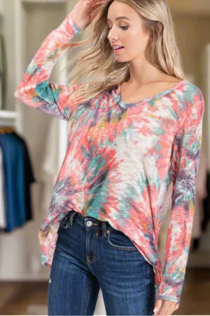 Tie Dye V-Neck Hacci Top