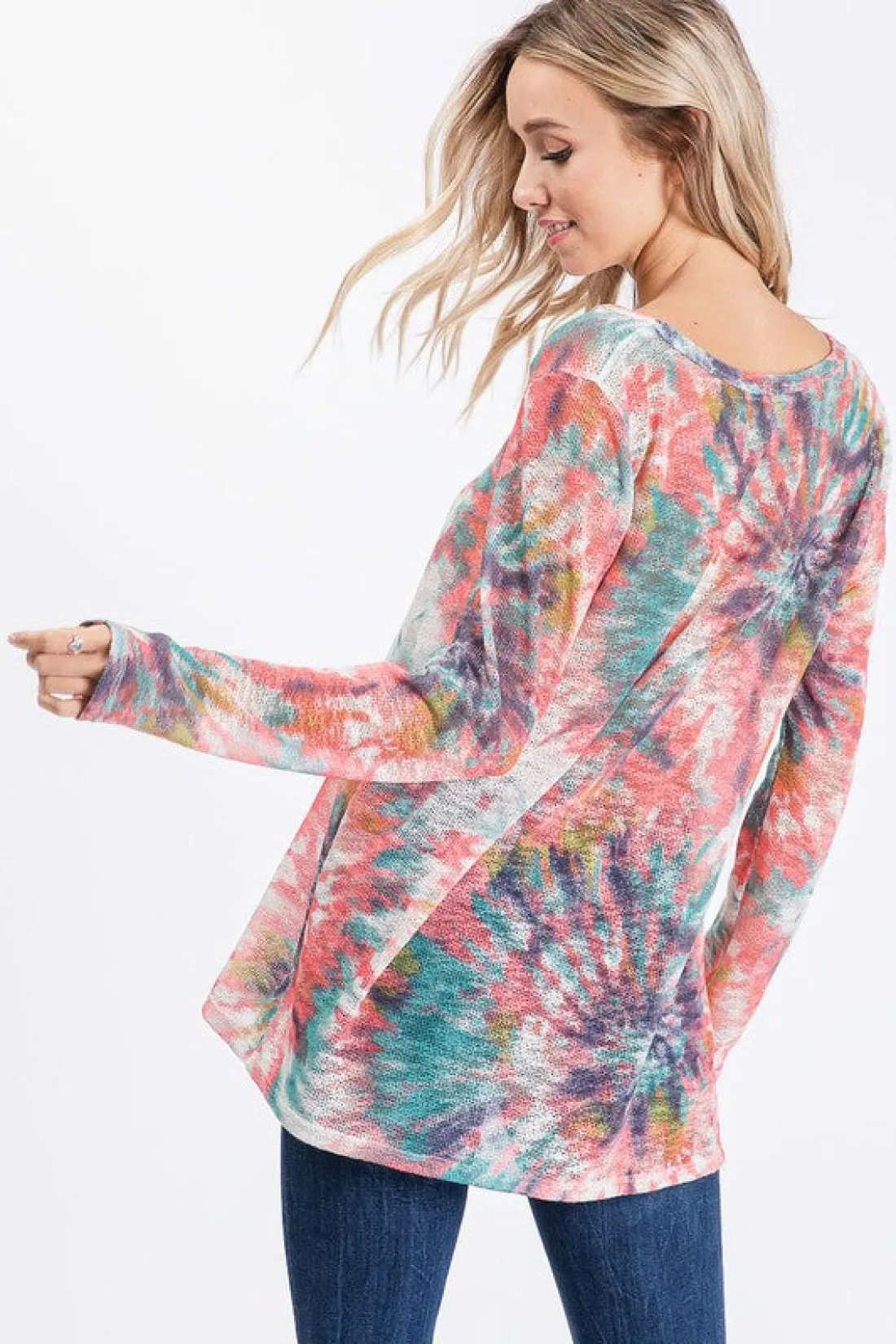 Tie Dye V-Neck Hacci Top
