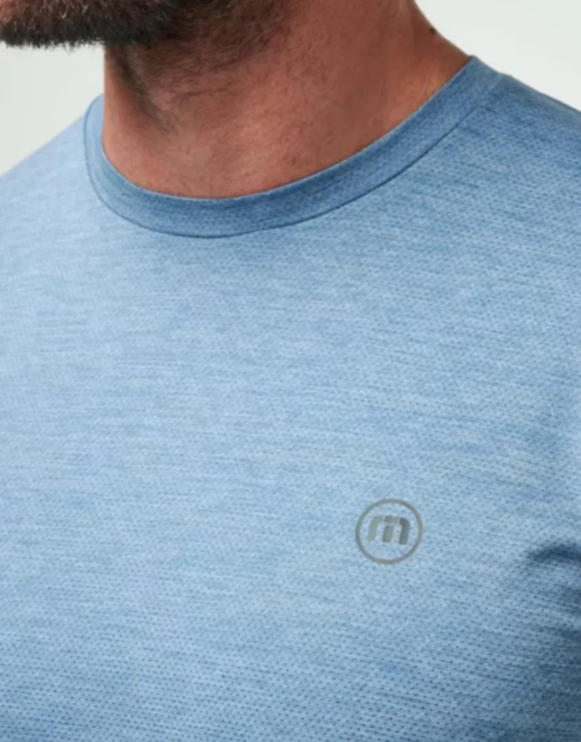 TRAVIS MATHEW SCENIC VISTA ACTIVE T-SHIRT - HEATHER COPEN BLUE