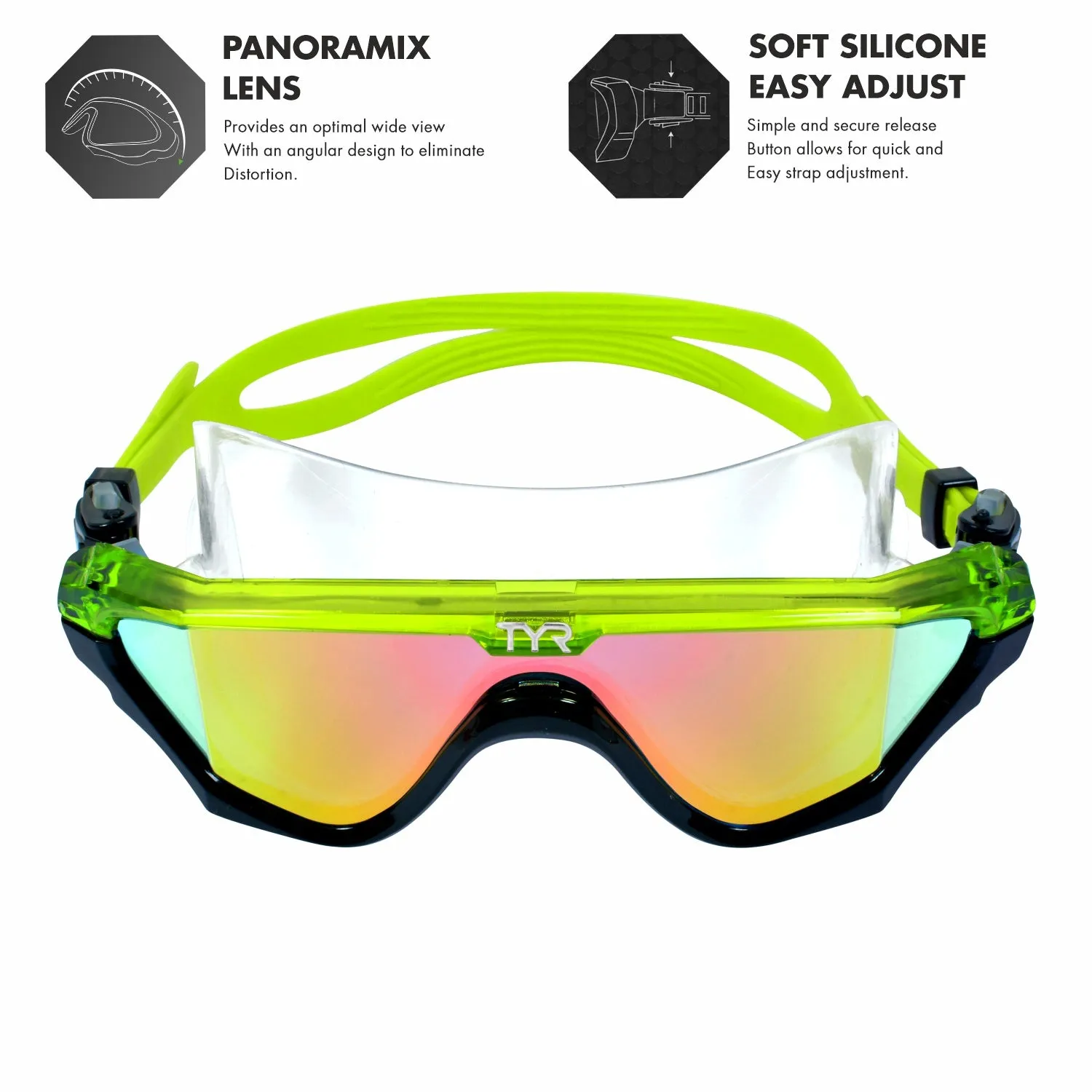 TYR Mirrored Adult Torrent Swim Mask - Rainbow/Black