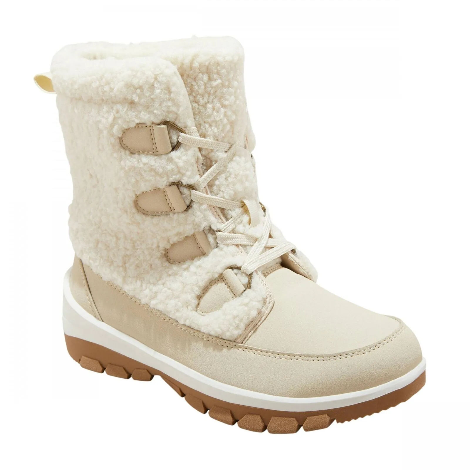 Universal Thread Womens Corie Shearling Hiker Winter Boots Cream Off White 7M