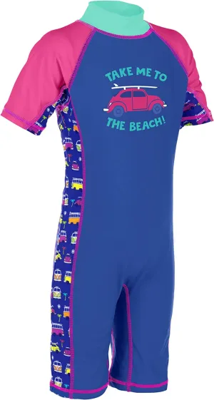 Volkswagen Kids UPF 50  Protection Sunsuit Blue/Pink M - Age 3