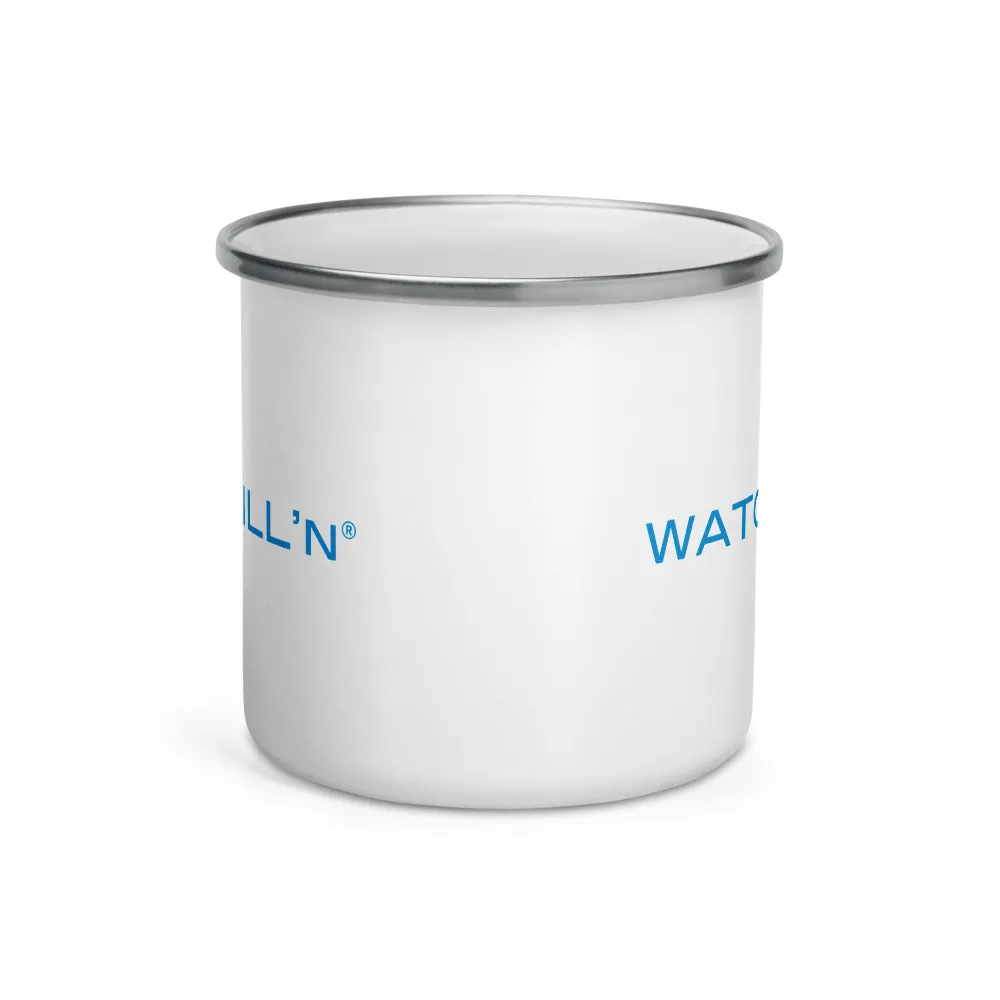Watchill'n 'New School' Logo Enamel Mug (Cyan)