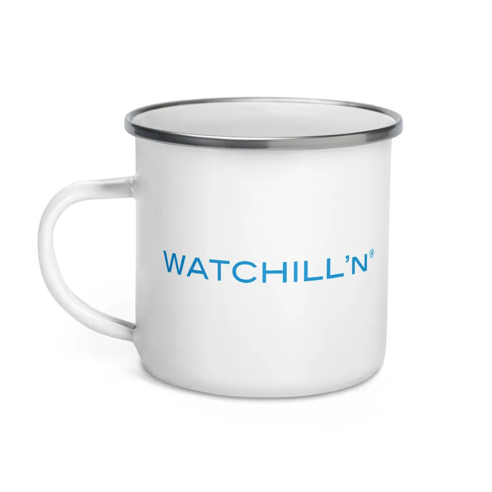 Watchill'n 'New School' Logo Enamel Mug (Cyan)