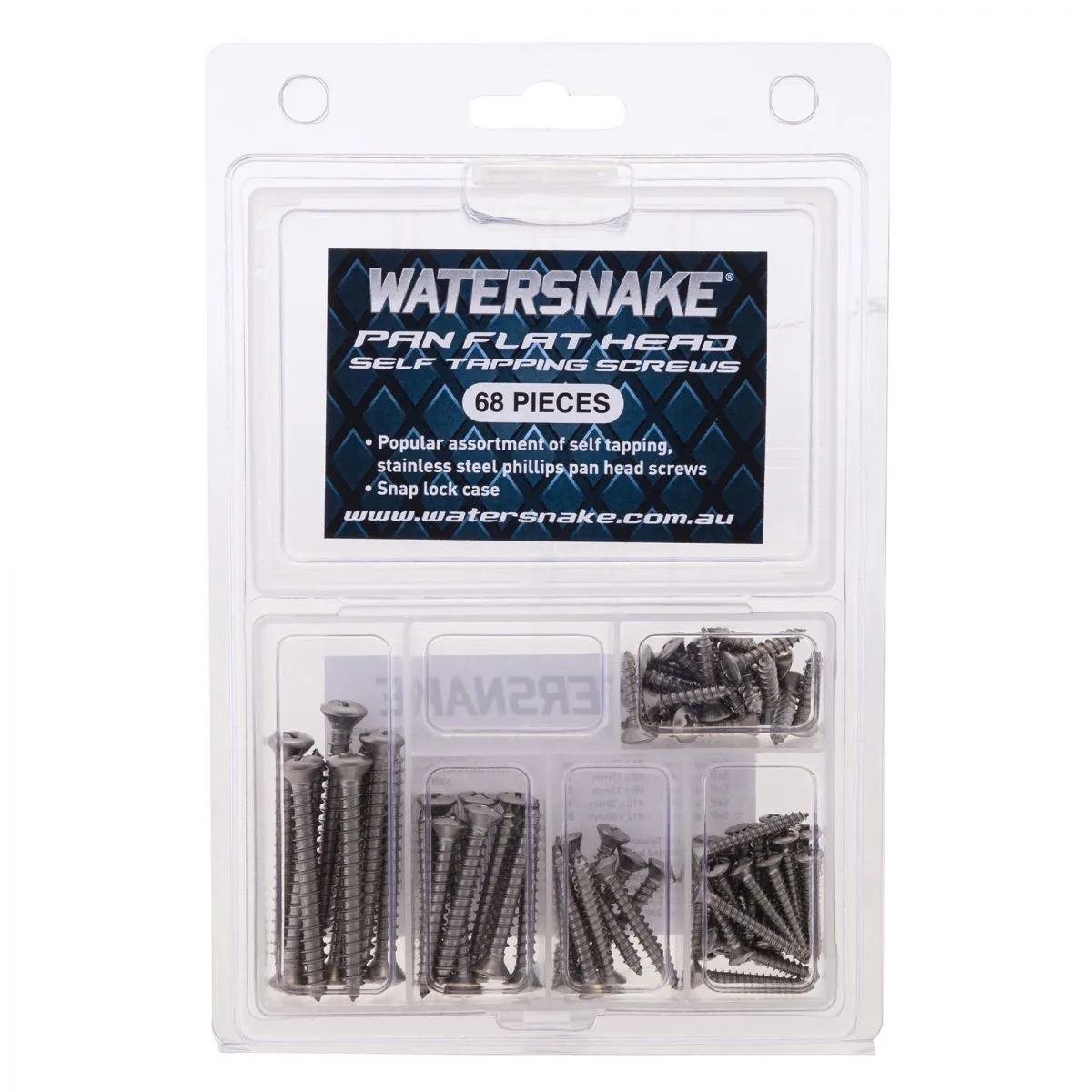 Watersnake Pan Flat Head Stainless Steel Self Tapping Bulk Value Screw Kit -59090