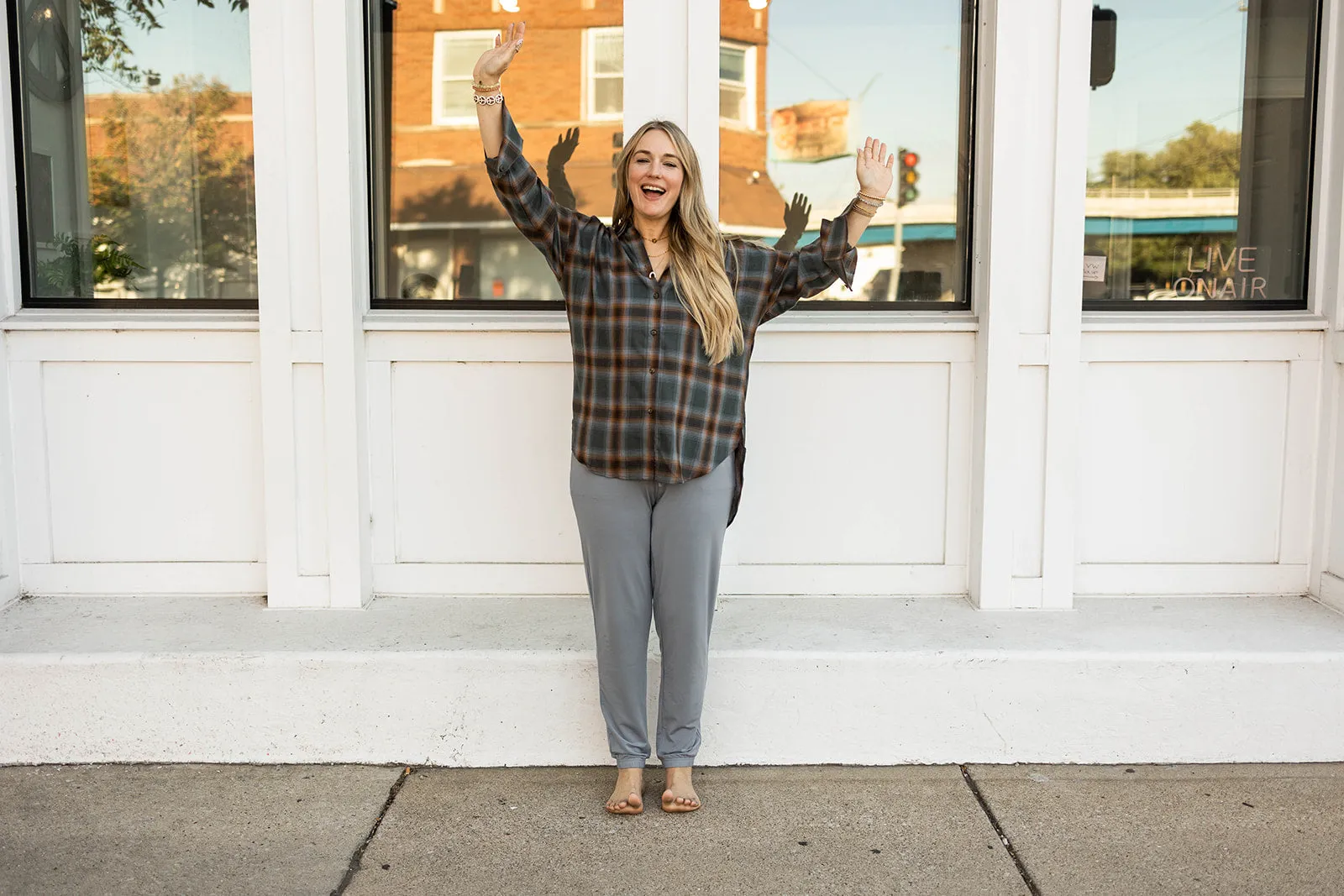 wells pant in blue granite