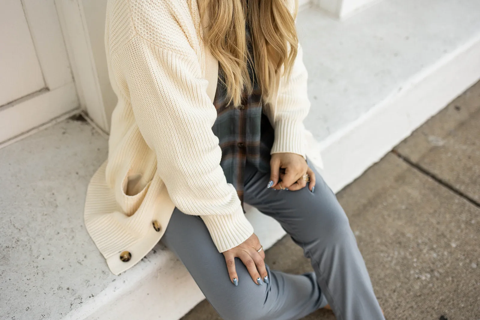 wells pant in blue granite